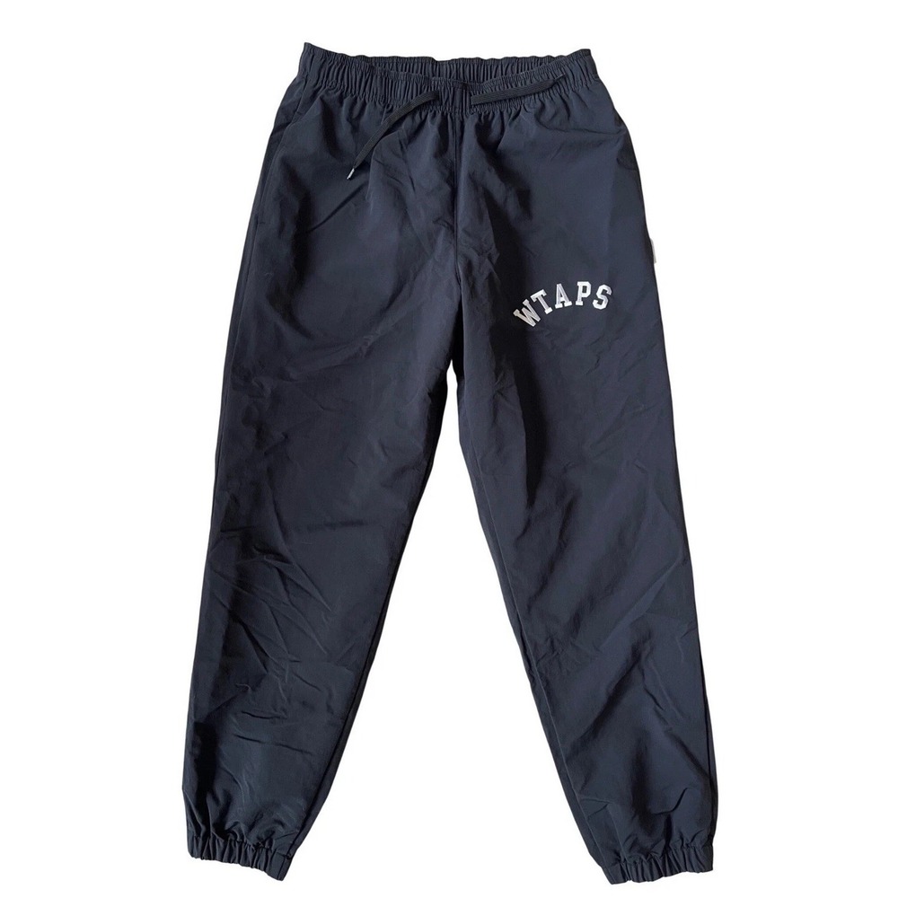 WTAPS‎ Black Mesh Lined Track Pants Joggers Size 02 Medium Logo Graphic